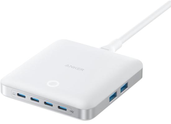 Anker Nano Charging Station, 130W Fast Charging, 6-Port Slim USB C Charger with 4 USB C, 2 USB A Ports, Compact, for iPhone 17, iPad, MacBook, Pixel, Galaxy, Home, Office and Travel - White